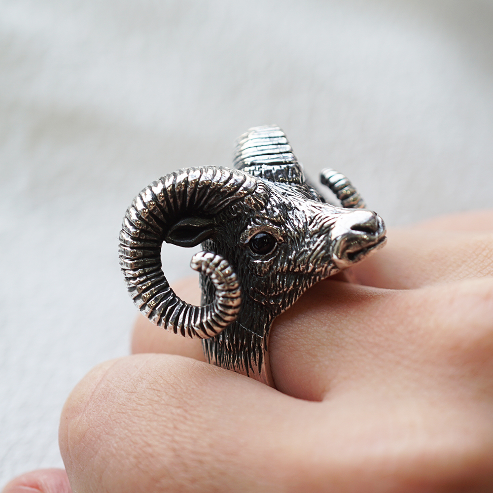 福氣羊動物造型雕刻純銀戒指|戒指推薦