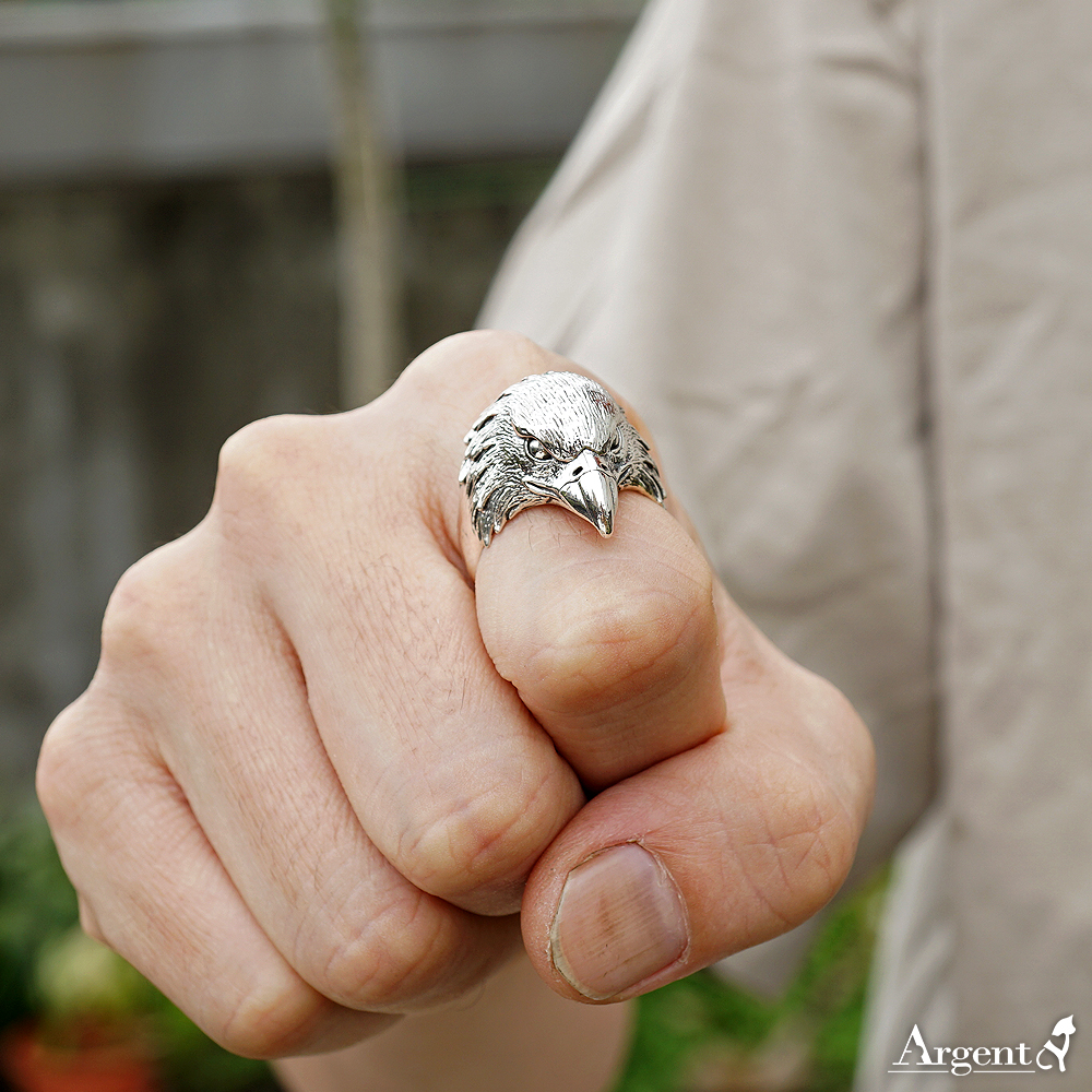 白頭海鵰(老鷹投)動物造型雕刻純銀戒指|戒指推薦