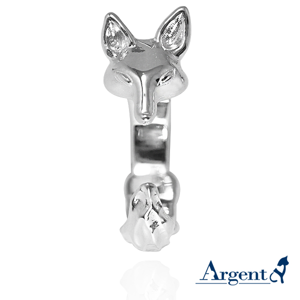小狐狸動物造型雕刻純銀戒指-無染黑款